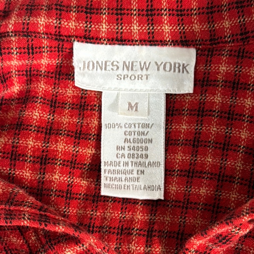 Jones New York Thin Flannel Plaid Button Up Size Medium - Picture 5 of 8